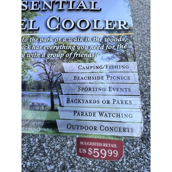 Picnic Essentials 30pc Essential Travel Backpack Plates Green Insulated Cooler - Picture 10 of 11